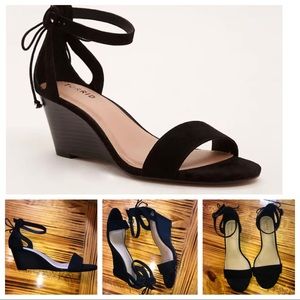 Torrid Faux Suede Ankle Strap Mini Wedges sz 12W